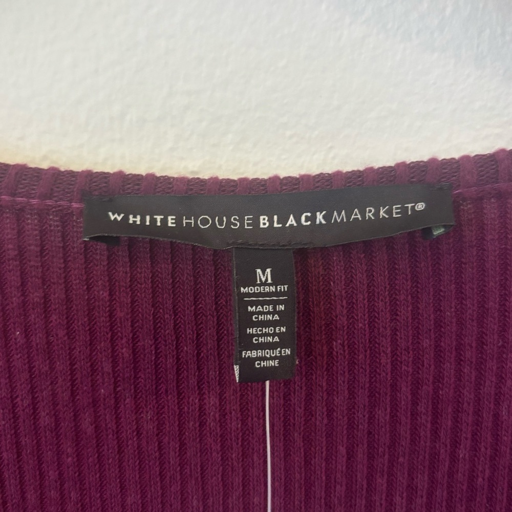 NWT White House Black Market PlumTwisted Surplice Knit Top - Picture 7 of 11